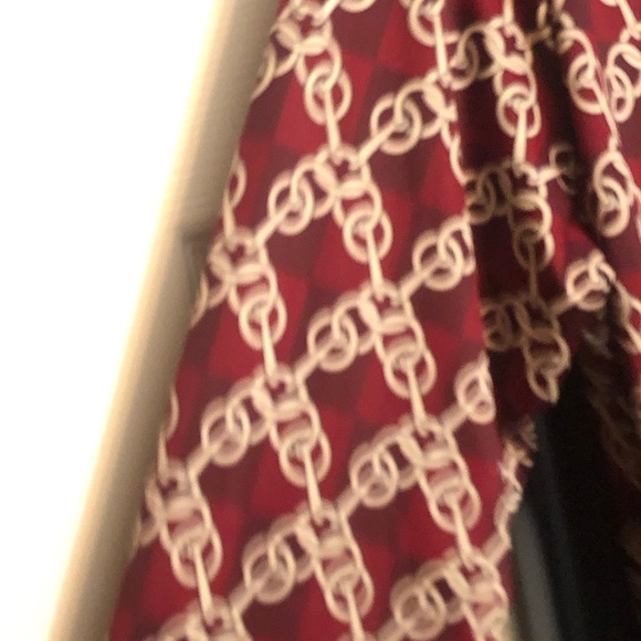 MKM Designs size XL Maroon gold chain print dress long sleeve faux wrap - Picture 13 of 16